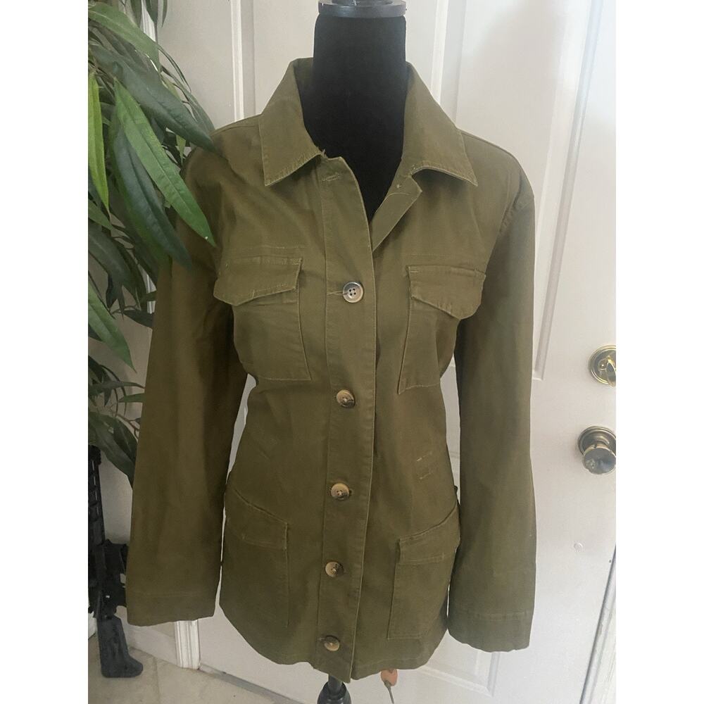 Lucky Brand Explorer Utility Olive Green 4 Flap Pocket Jackets Size MM - Picture 2 of 5
